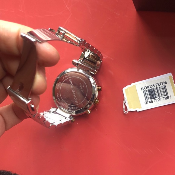 Michael Kors white faces watch with rose gold band